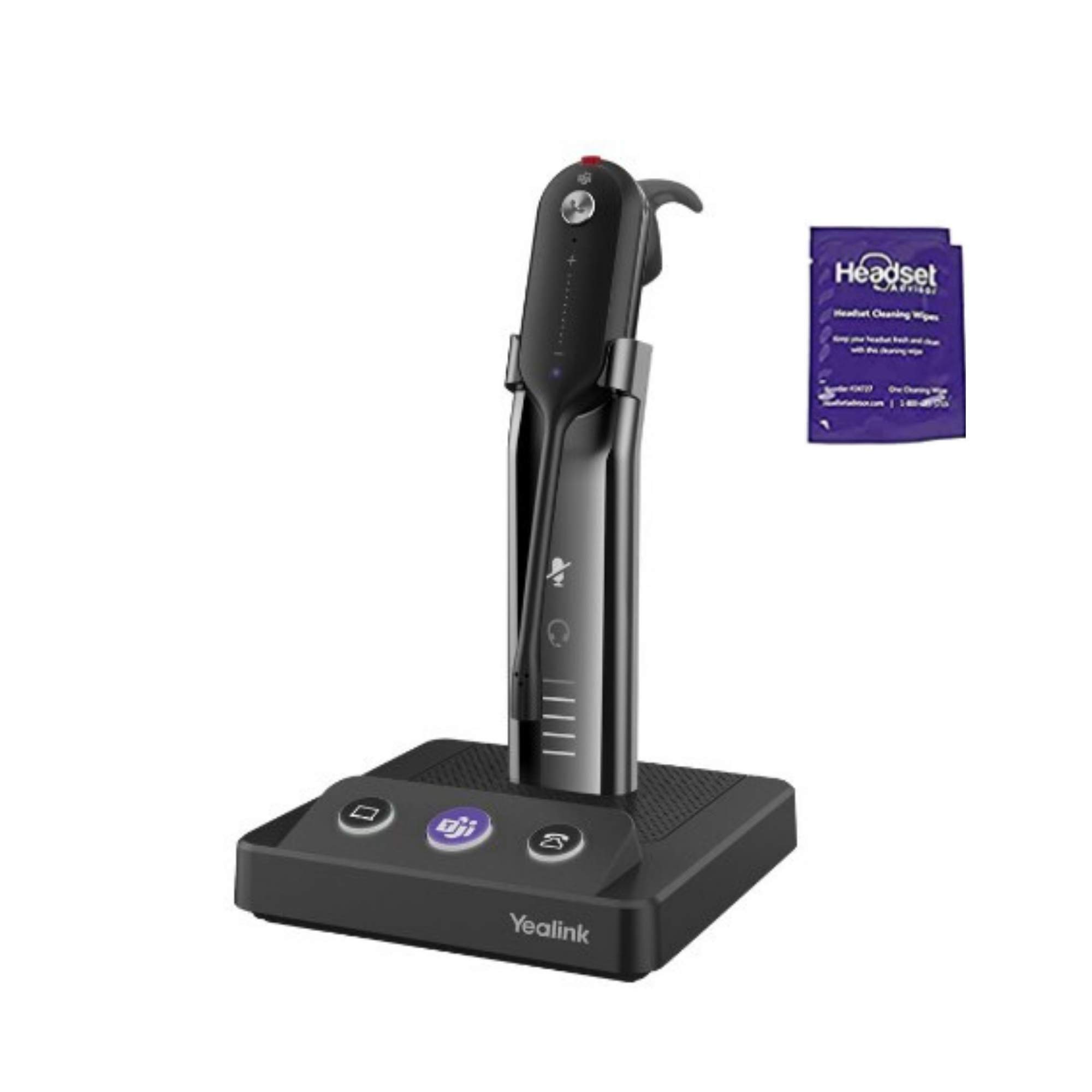 Yealink WH63 Wireless Headset Bundle - UC Convertible Headphones with Noise Canceling Mic & Headset Advisor Wipe (Renewed) - Perfect for Remote Work, Call Centers & Online Meetings