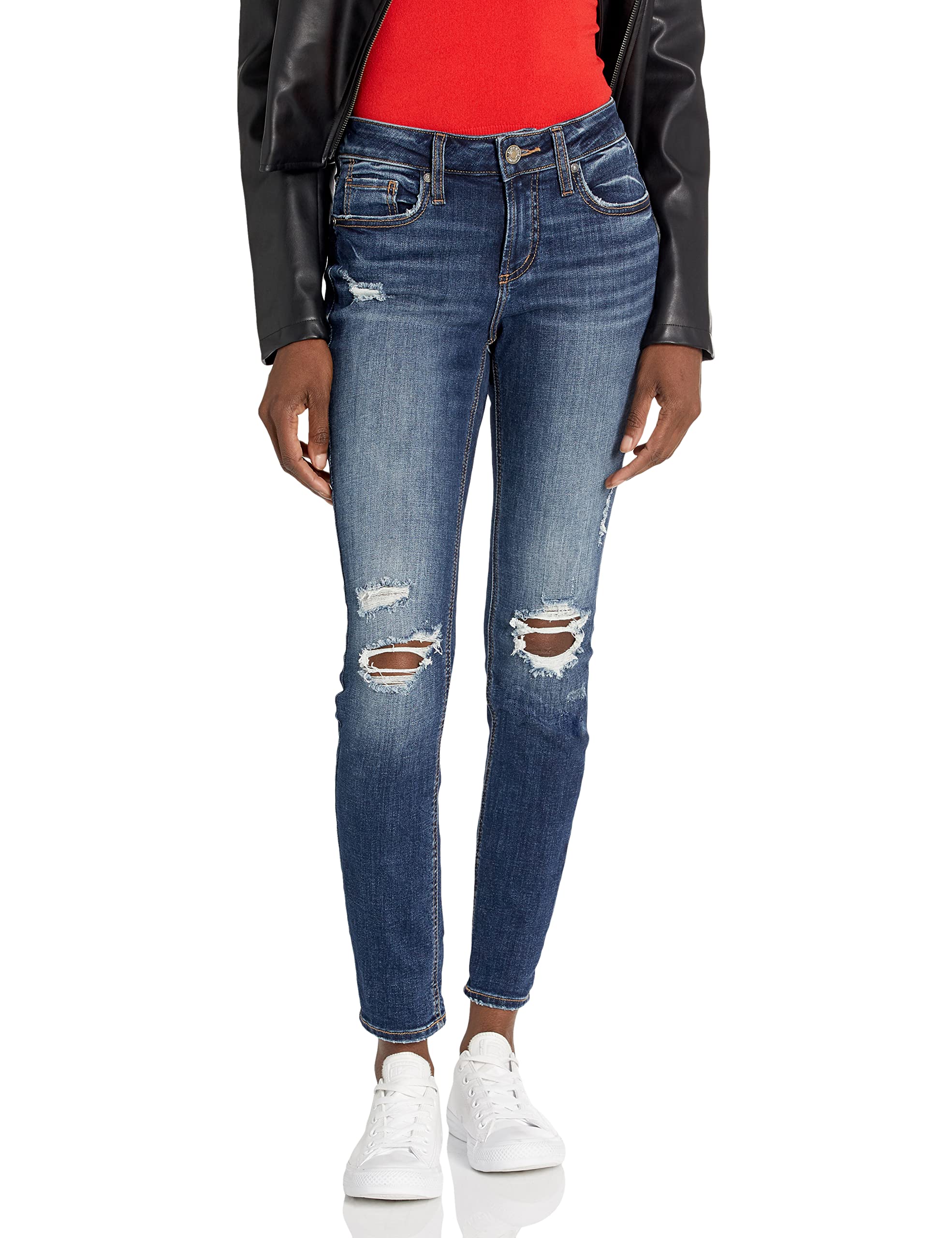 Silver Jeans Co. Women's Suki Curvy Fit Jeans - High Waist Stretch Denim Pants for Plus Size Comfort | Perfect for Casual Wear, Office & Night Out