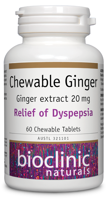 Bioclinic Naturals Chewable Ginger Supplement for Digestion & Nausea Relief - Supports Stomach Comfort & Motion Sickness - Natural Ginger Root Extract for Travel, Pregnancy & Daily Wellness