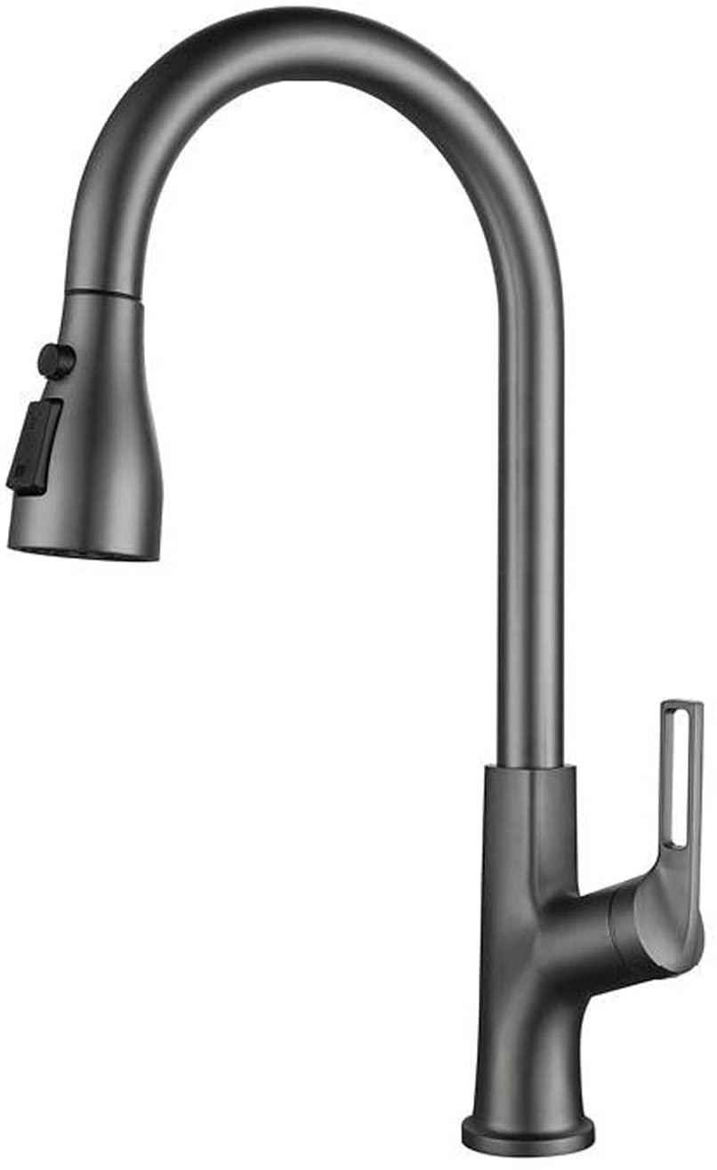 High Arc Single Hole Kitchen Faucet with Removable Sprayer - 3 Function Copper Alloy Sink Faucet, Pull Down Spray Grey Finish - Perfect for Modern Kitchens, Dishwashing & Food Prep