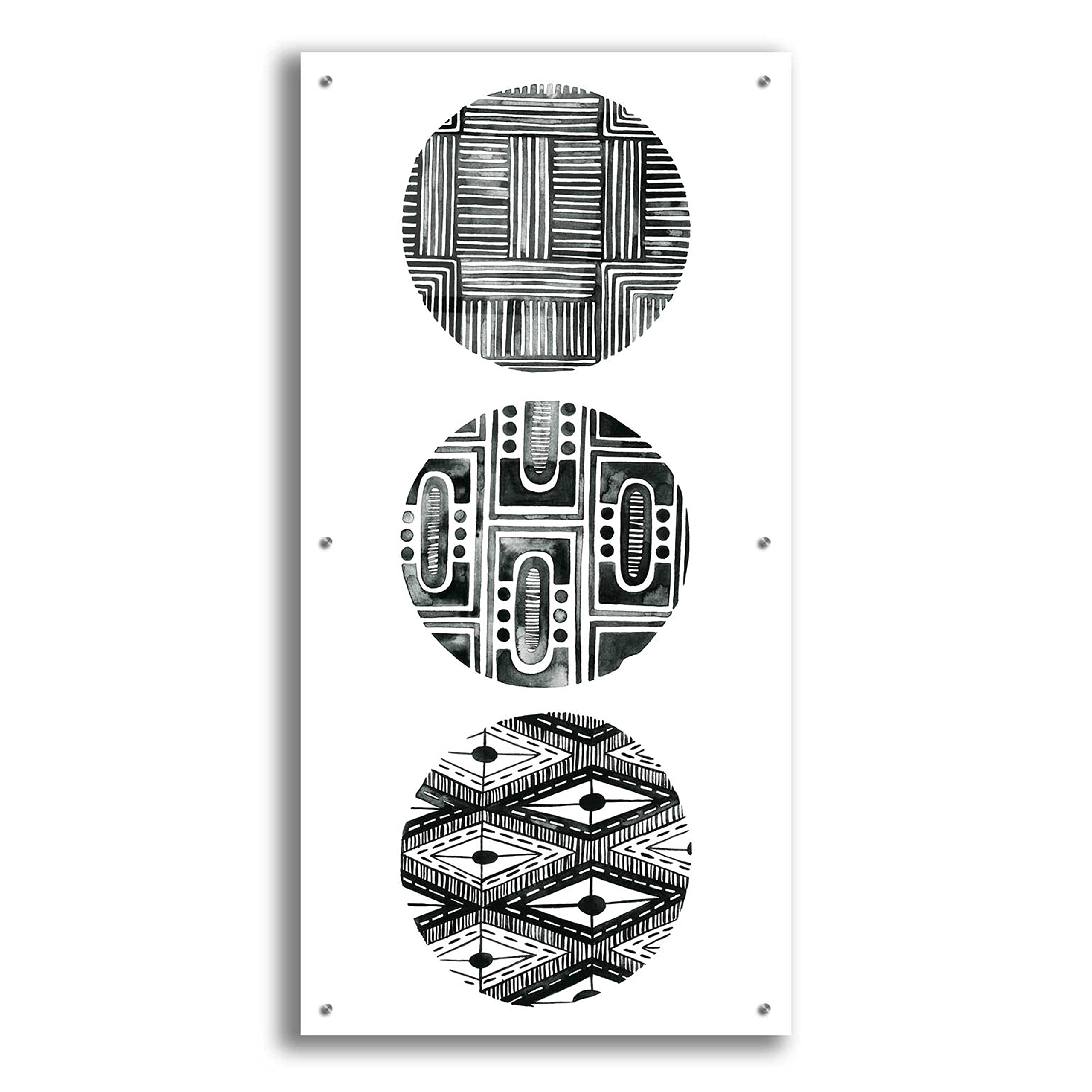 Grace Popp Tribal Pattern IV Acrylic Glass Wall Art - 24x48 Inches Modern Abstract Painting for Living Room, Bedroom & Office Decor