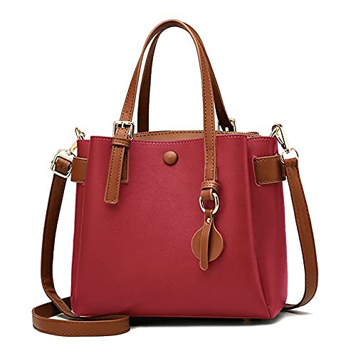 Stylish Oichy Large Capacity PU Leather Handbags for Women - Top Handle Travel Shoulder Purse (Red) | Perfect for Work, Shopping & Weekend Getaways