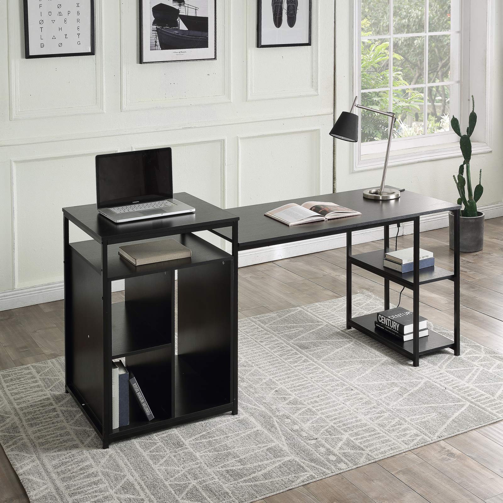 Takefuns Home Office Computer Desk with Storage Shelf, CPU Storage Space & Printer Stand - Space Saving Design, Black - Perfect for Small Spaces, Gaming & Study Desks