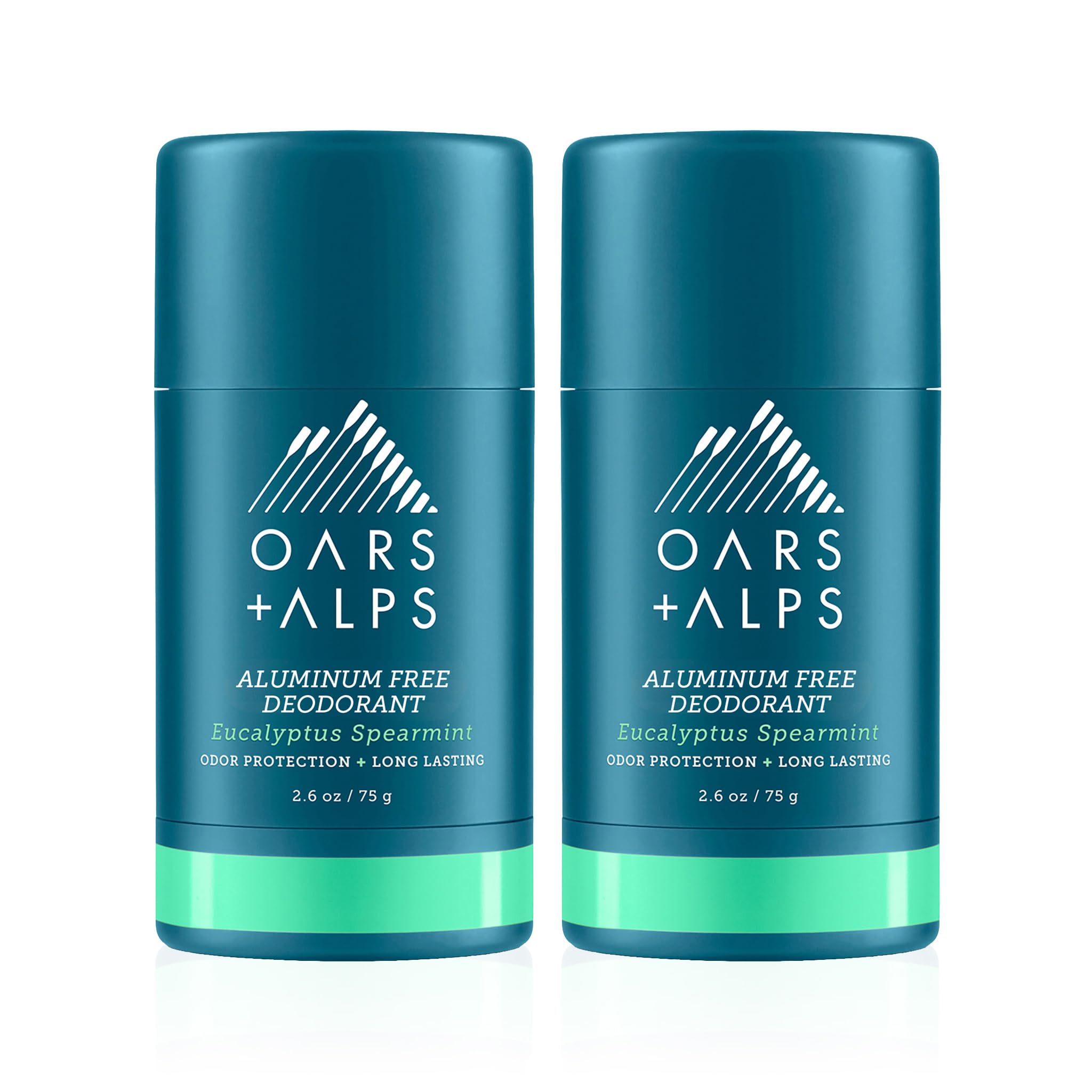 Oars + Alps Aluminum Free Natural Deodorant for Men & Women - Dermatologist Tested, Clean Ingredients, Travel Size (2.6 Oz Each) - 2 Pack Eucalyptus Spearmint Scent | Fresh All Day Protection for Gym, Work & Outdoor Activities