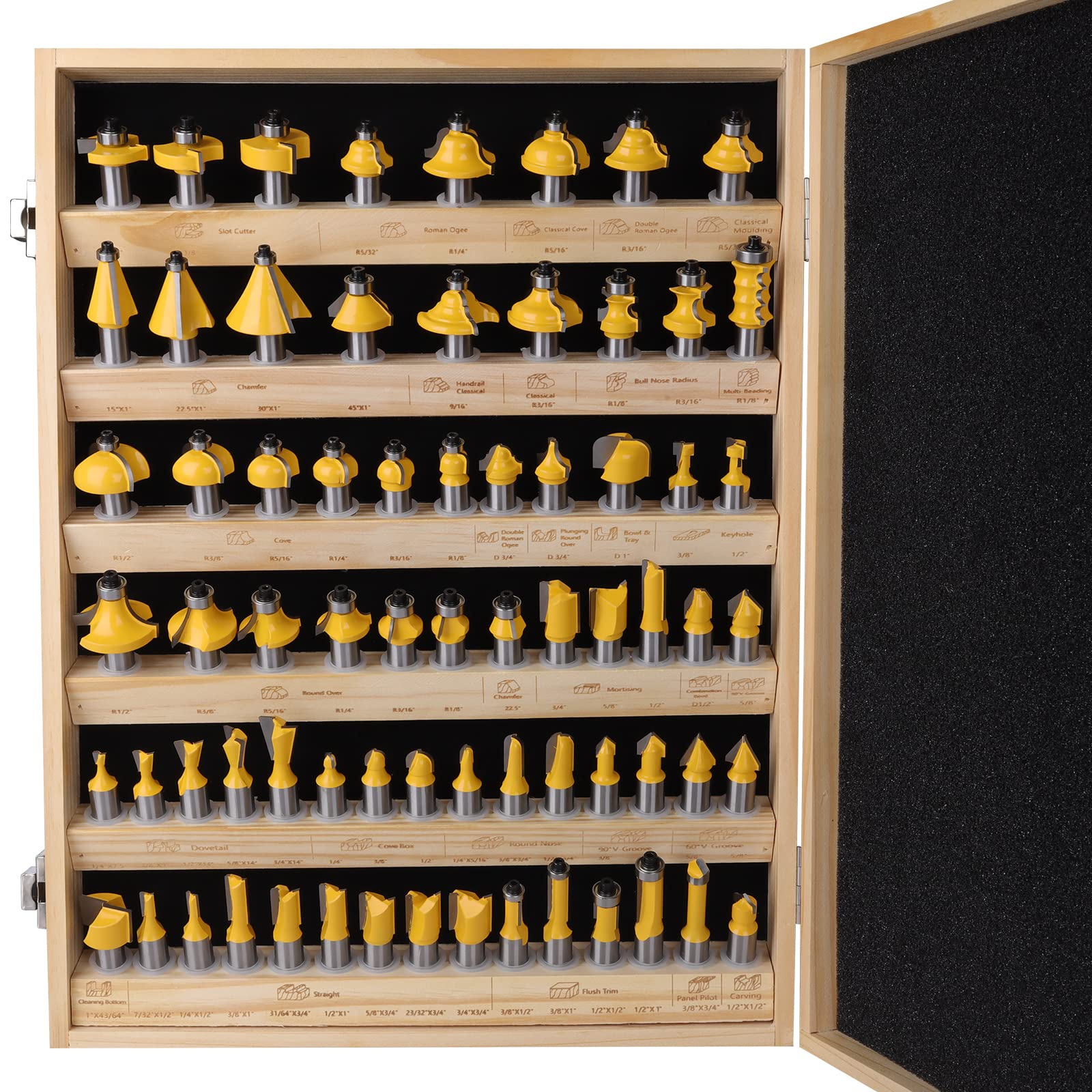 Premium MNA Router Bits Set - 70-Piece 1/2 Inch Shank Woodworking Kit for Professional & DIY Projects | Perfect for Cabinet Making, Furniture Crafting & Wood Carving
