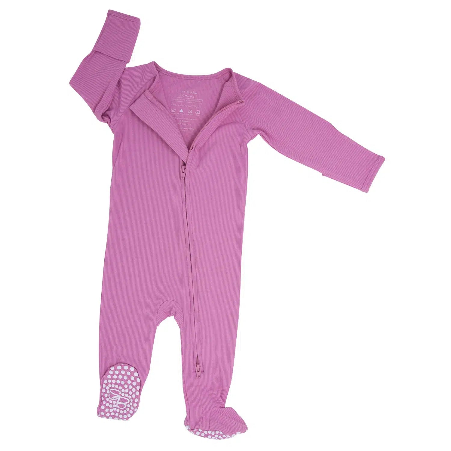 Sweet Bamboo Ribbed Zipper Footie - Soft Cashmere Rose Baby Onesie for Newborns | Cozy Sleepwear & Playtime Outfit