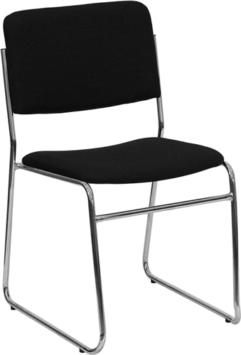 FLASH HERCULES Series 500 lb Capacity Black Fabric High-Density Stacking Chair with Chrome Sled Base - Heavy Duty Stackable Chairs for Office, Conference Room, Banquet, and Event Seating