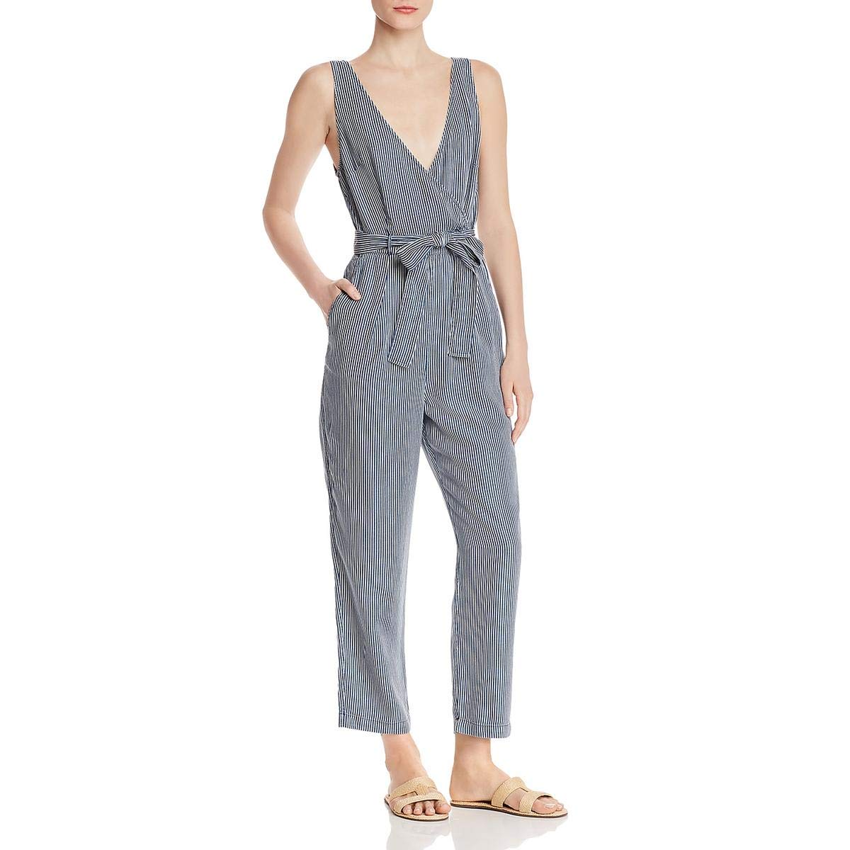 French Connection Women's Striped Belted Jumpsuit - Stylish One-Piece Outfit for Work, Party & Casual Wear | Fashionable Women's Romper with Adjustable Waist Belt