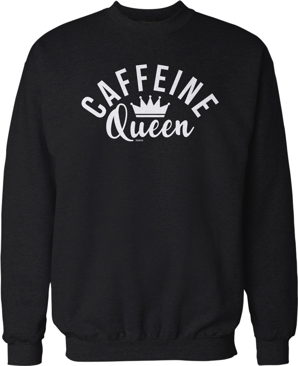 NOFO Clothing Co Caffeine Queen Crew Neck Sweatshirt - Comfortable Women's Pullover Sweatshirt with Funny Coffee Lover Design - Perfect for Casual Wear, Coffee Dates & Relaxing at Home