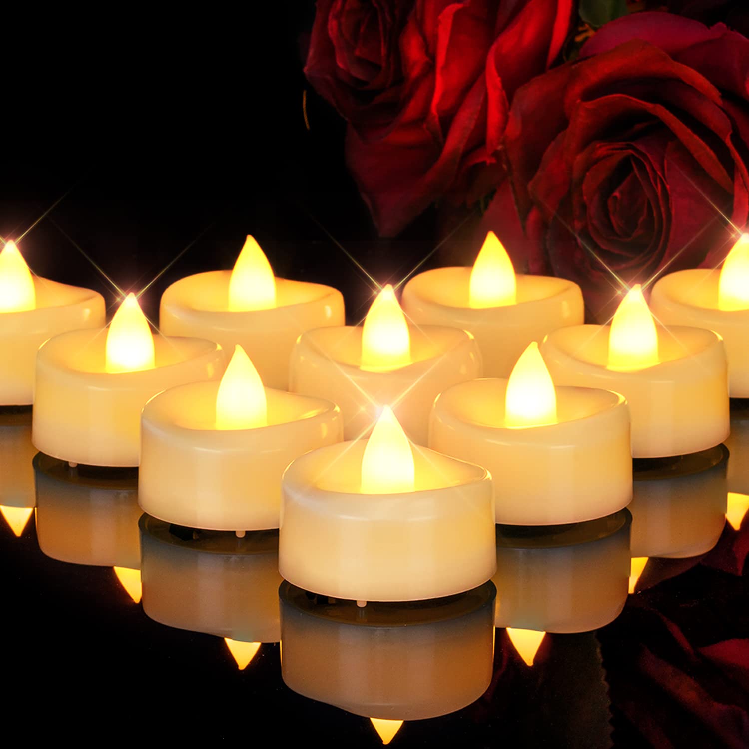 Flameless LED Tea Lights - 100 Pack Battery Candles for Halloween Christmas Weddings - Long Lasting 200+ Hours - Perfect for Centerpieces & Decor