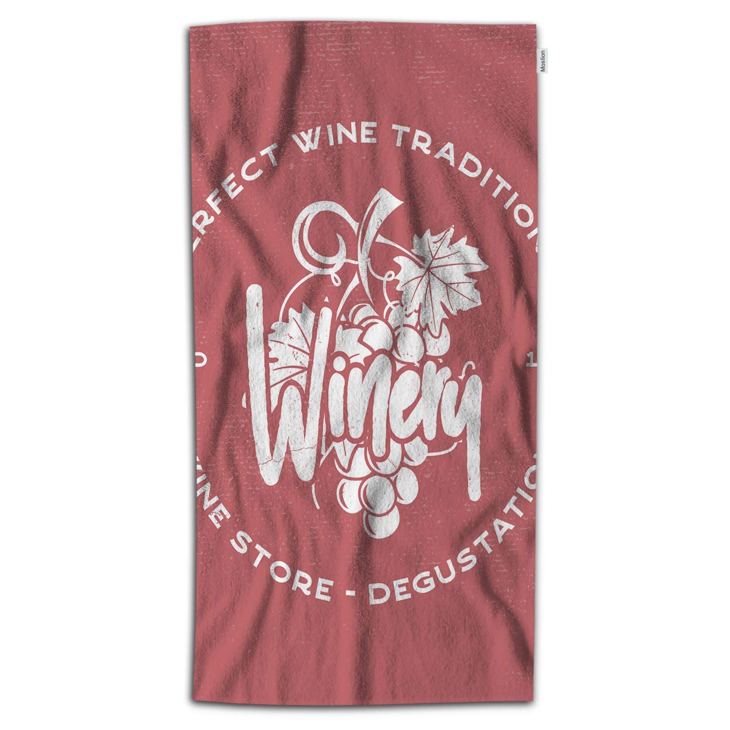 Moslion Winery Logo Bath Towels 64x32 Inch - Soft Polyester Microfiber Decorative Hand & Bath Towels with Alcoholic Beverage Graffiti Art - Perfect for Bathroom, Kitchen, and Wine-Themed Home Decor