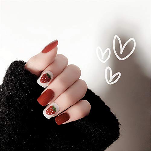 24-Piece Short Fake Nails Set - Heart & Flower Design Artificial Press-On Nails with Glue, Multiple Cute Colors (S52) for Parties, Weddings, and Daily Wear