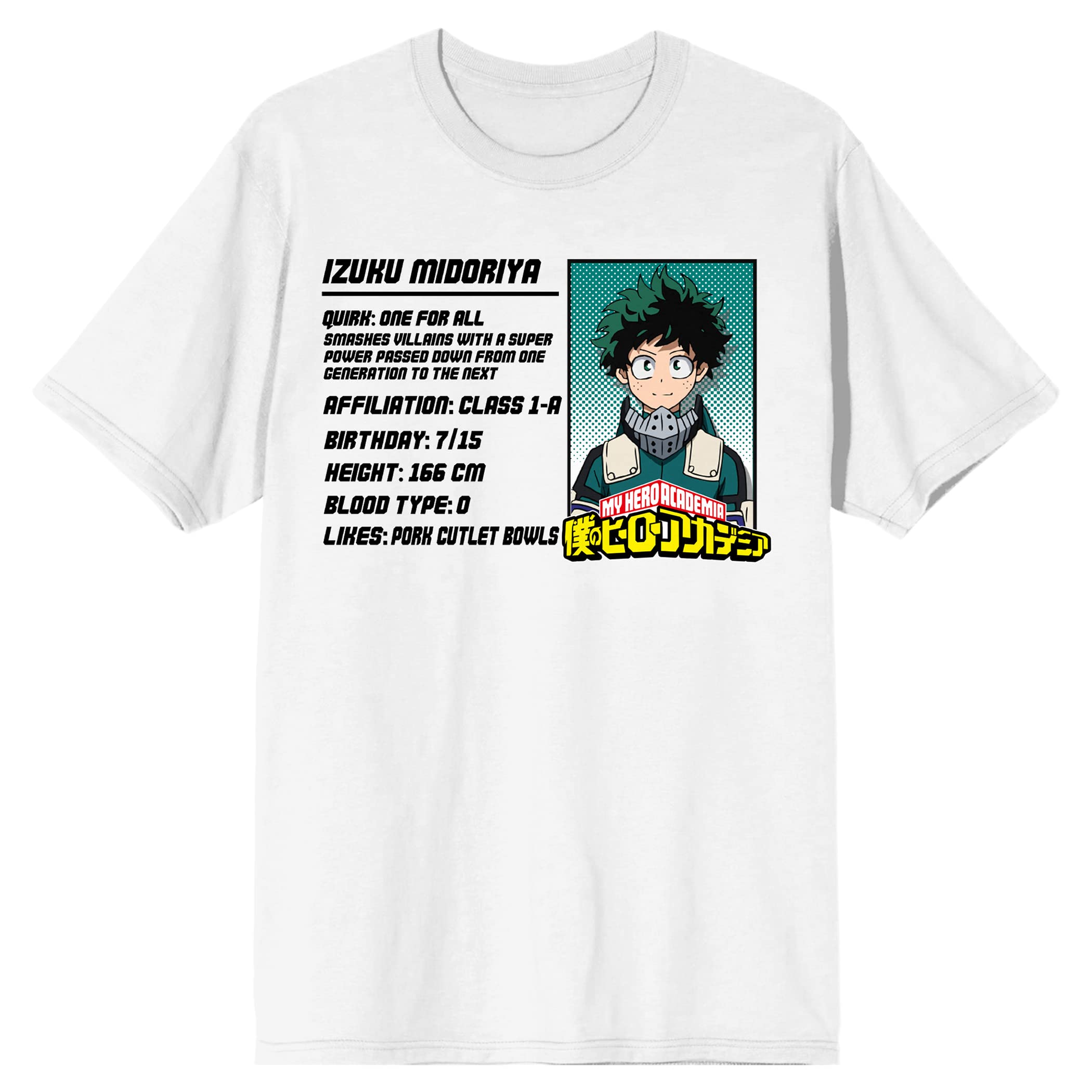 My Hero Academia Deku Name Card Men's White Graphic T-Shirt | Anime Cosplay & Casual Wear | Perfect for Fans, Gifts & Everyday Outfits