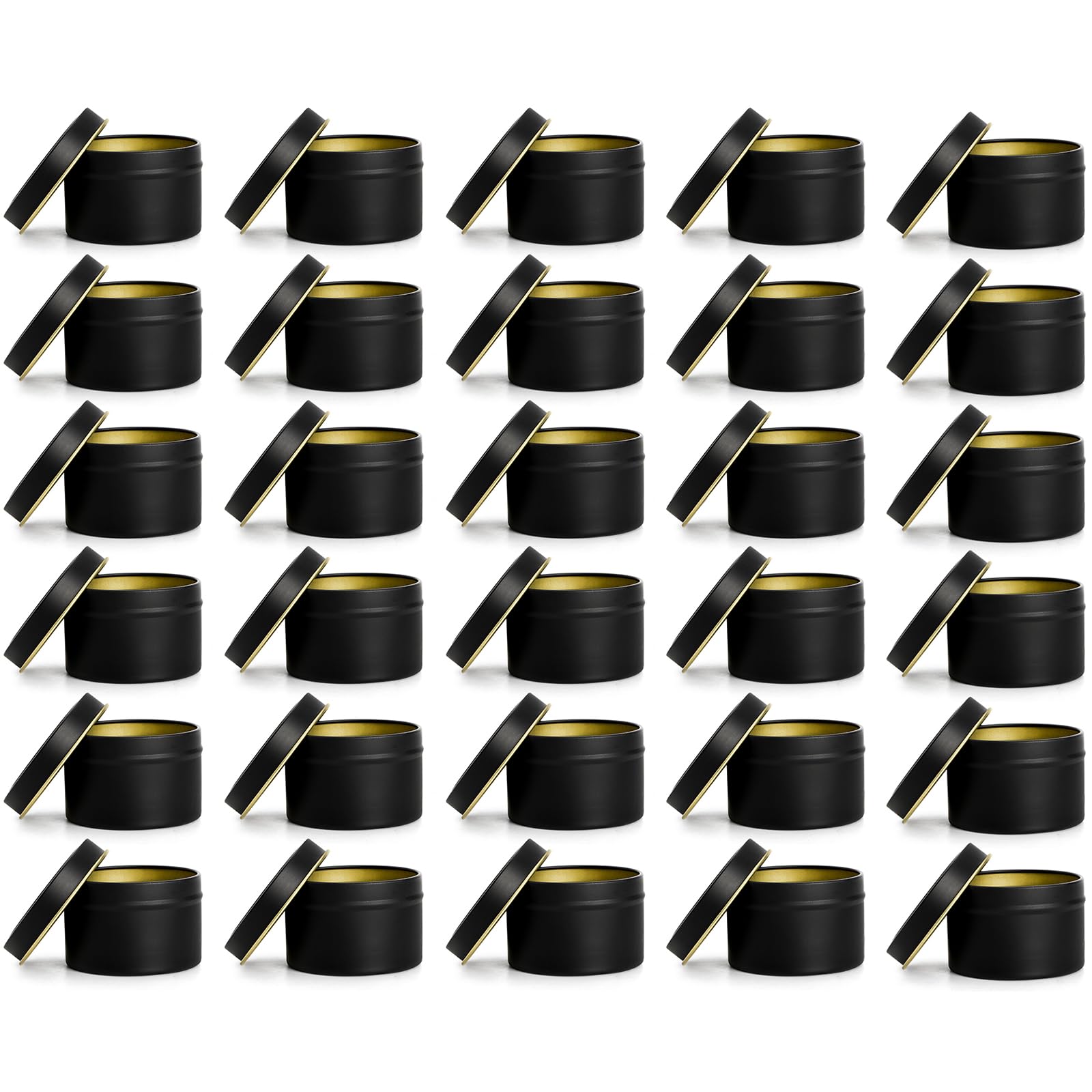 ZEAYEA 30-Piece 4 oz Round Black Metal Candle Tins with Lids - DIY Candle Making Containers, Arts & Crafts Supplies, Travel Storage Jars - Perfect for Holiday Gifts, Home Decor & Wedding Favors