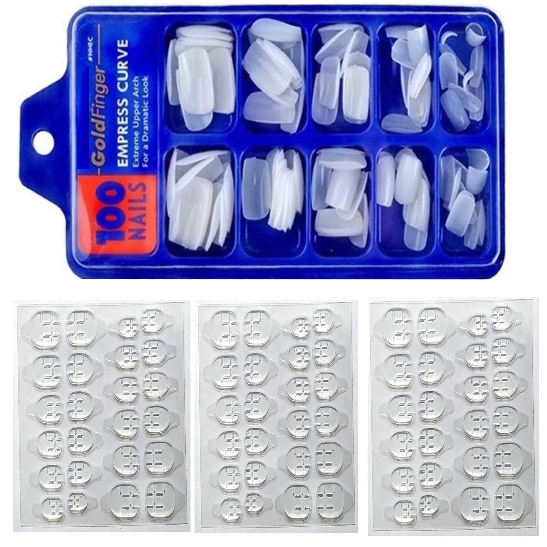 Professional 100-Piece Clear White Fake Nails Set with Double-Sided Glue Stickers - Empress Curve Tips for Salon-Quality Manicures at Home, Parties & Special Events