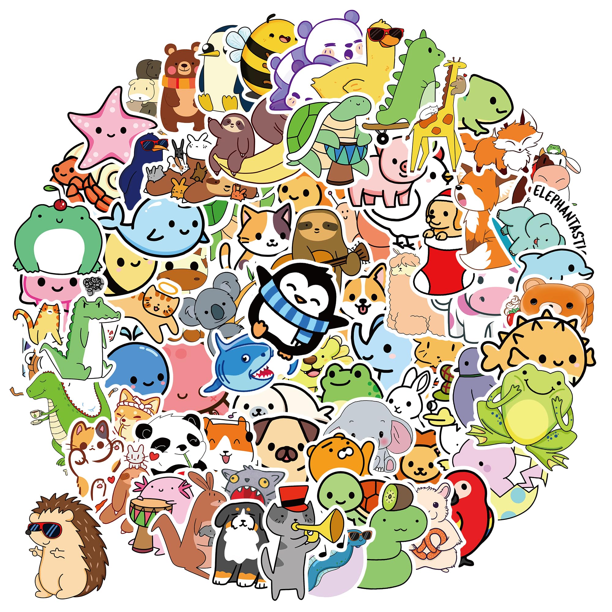 100 Pcs Cute Animal Stickers Pack - Kawaii Vinyl Decals for Teens, Girls & Boys - Perfect for Laptops, Water Bottles, Journals & DIY Crafts