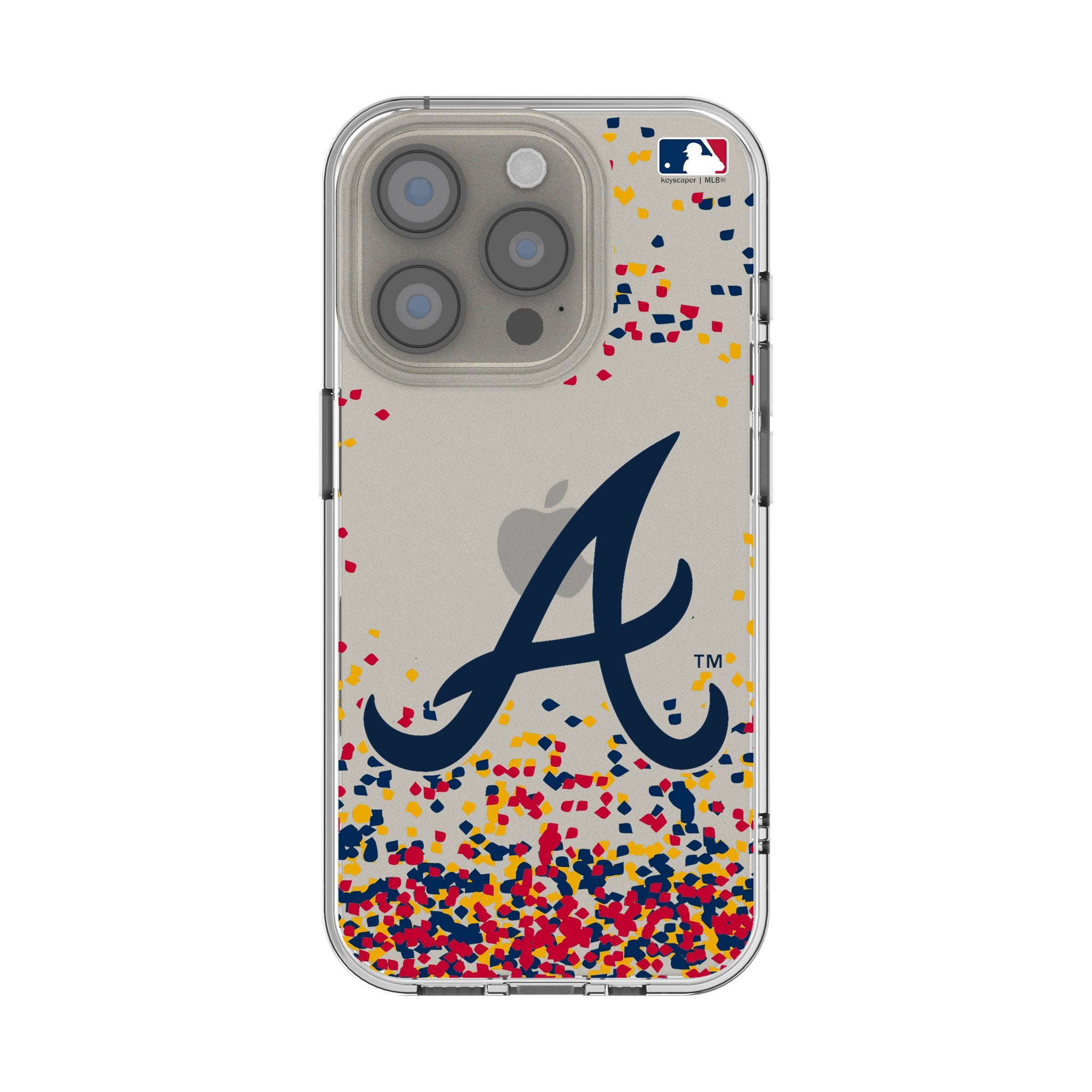 Atlanta Braves Confetti Clear Phone Case for Apple iPhone 14/13/12/11 - Shatterproof Protective Cover with Team Logo - Perfect for Game Day & Everyday Use