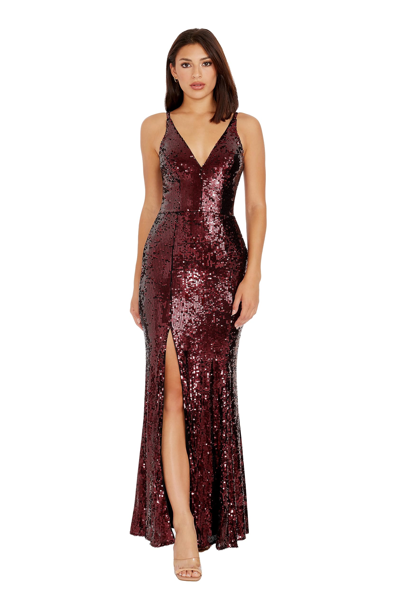 Dress the Population Women's Iris Bodycon Maxi Dress - Slim Fit Long Formal Gown for Evening Parties, Weddings & Special Occasions