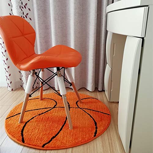 Soft Shaggy Microfiber Round Area Rug - Non-Slip Football Design for Kids Bedroom, Playroom & Living Room | Cozy Floor Mat for Chair Cushion & Home Decor