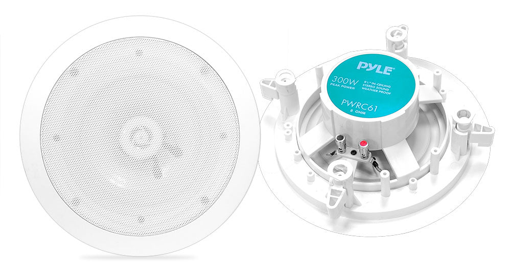 6.5 Inch Waterproof Ceiling Speakers for Home - Indoor/Outdoor Use, Perfect for Bathroom, Kitchen, Patio & Garage Audio System