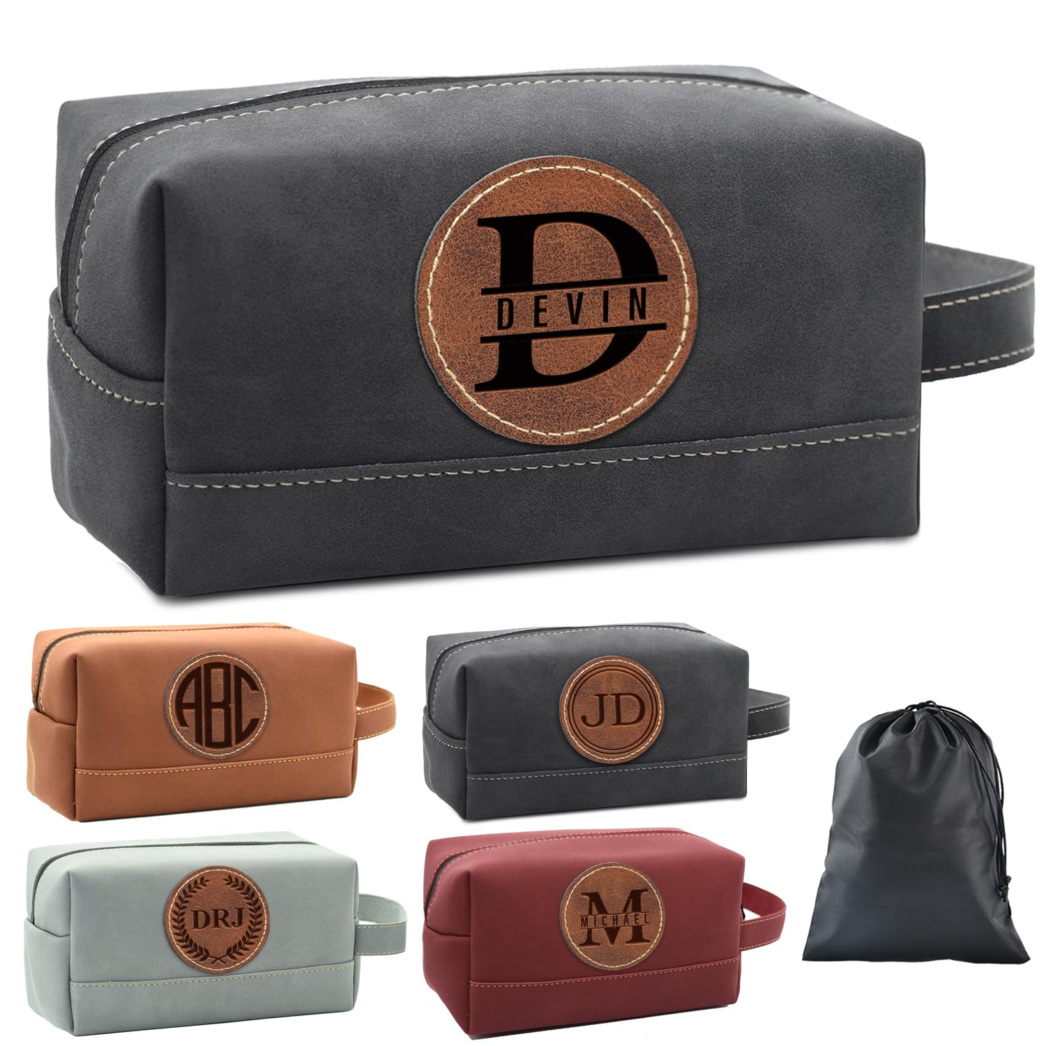 12 Pack Personalized Leather Toiletry Bag for Men - Custom Engraved Dopp Kit for Travel, Grooming & Gifts - Ideal for Father's Day, Wedding, Anniversary & Business Trips - Durable Shaving & Cosmetic Organizer