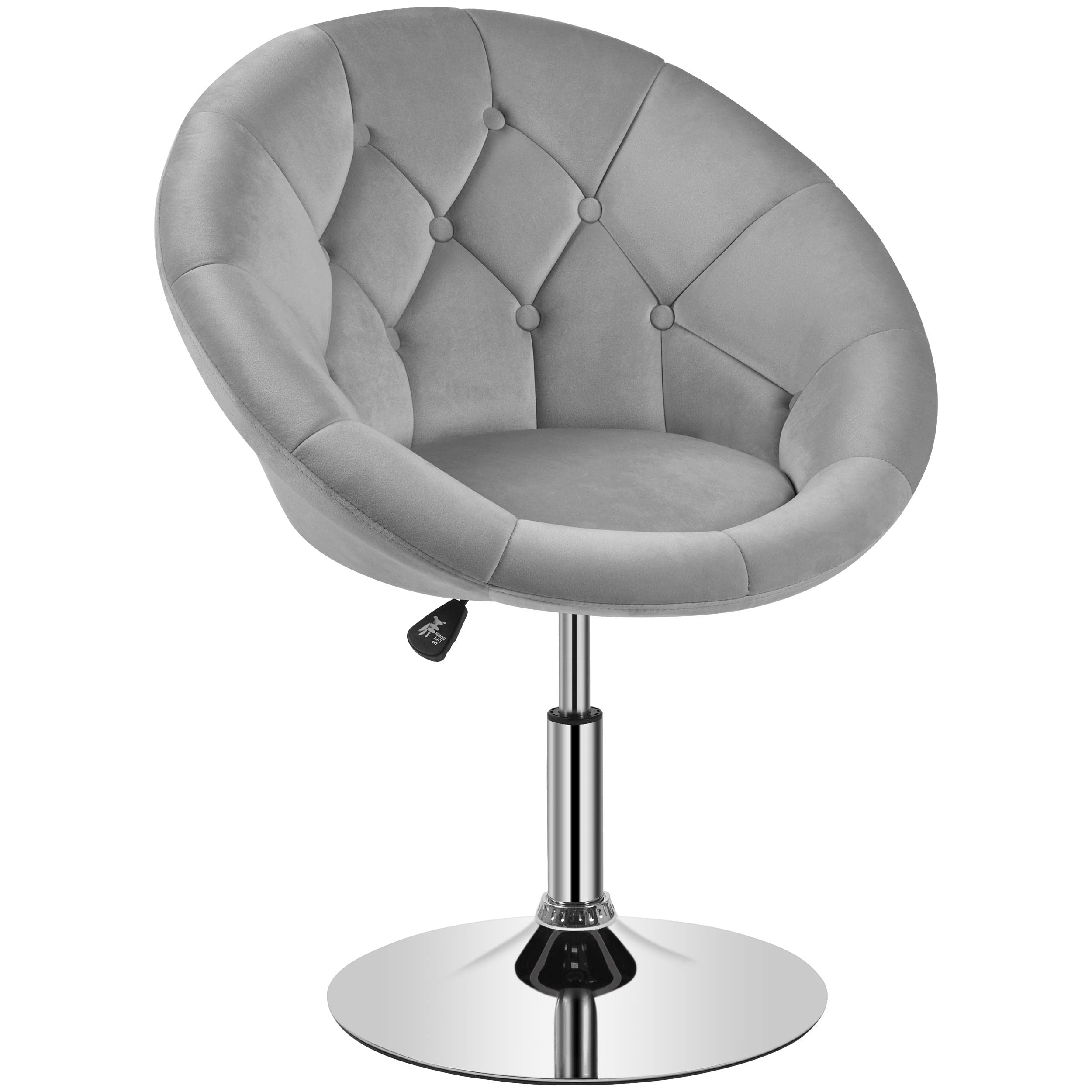 Yaheetech Velvet Swivel Makeup Chair - Adjustable Height Tufted Back Vanity Stool with Chrome Frame for Living Room, Bedroom, Dressing Room | Perfect for Makeup, Dressing Table & Home Decor