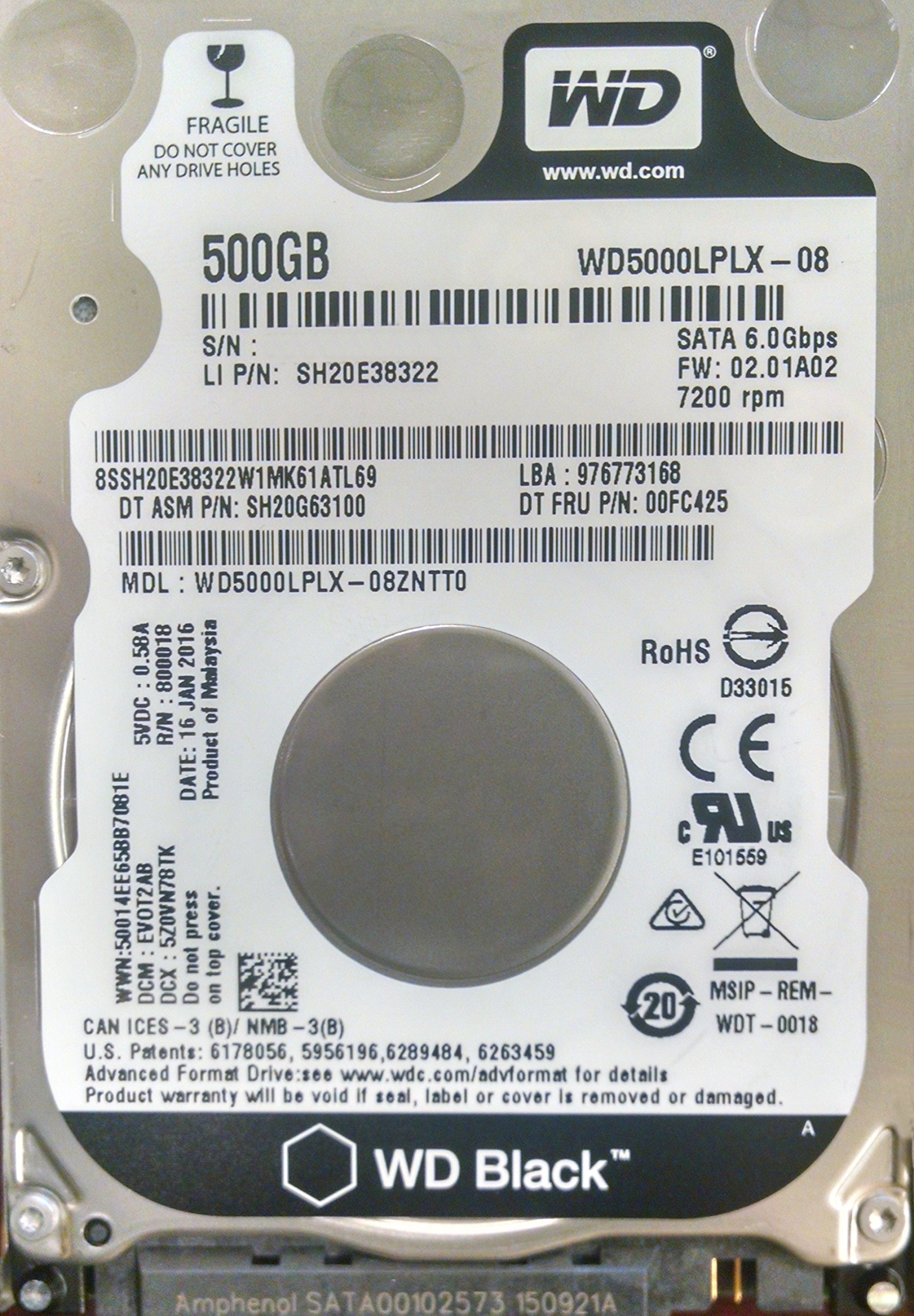Lenovo WD Black 500GB 7200 RPM 2.5