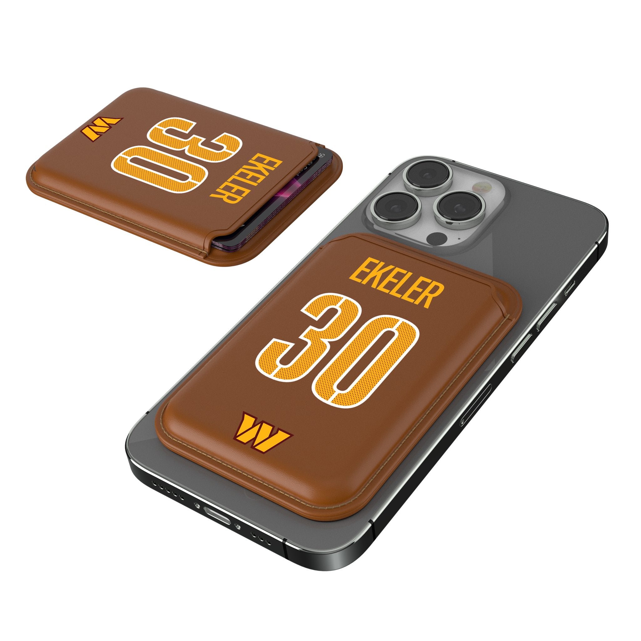 Austin Ekeler Washington Commanders 30 Ready Brown Magnetic Credit Card Wallet - Slim RFID Blocking Wallet for Men, Perfect for NFL Games & Everyday Use