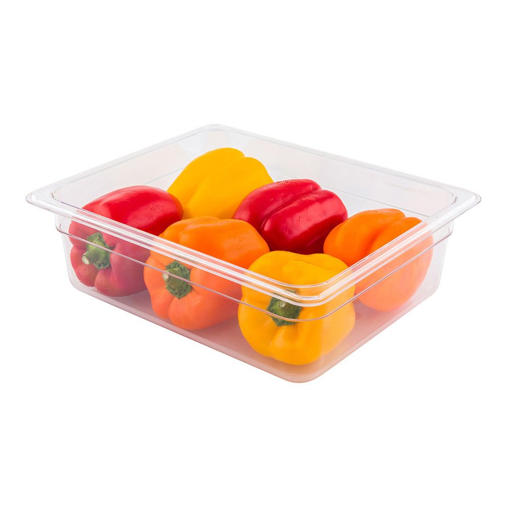 4 Inch Deep Food Pans - 10 1/2 Size Commercial Food Storage Containers | Freezable, Break-Resistant & Dishwasher Safe Clear Plastic Cold Pans | Perfect for Kitchens, Restaurants, Cafeterias & Meal Prep Storage