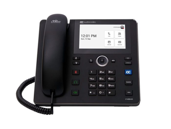 AudioCodes C455HD IP Phone with POE & Gigabit Ethernet - Black | VoIP Business Phone for Office & Remote Work