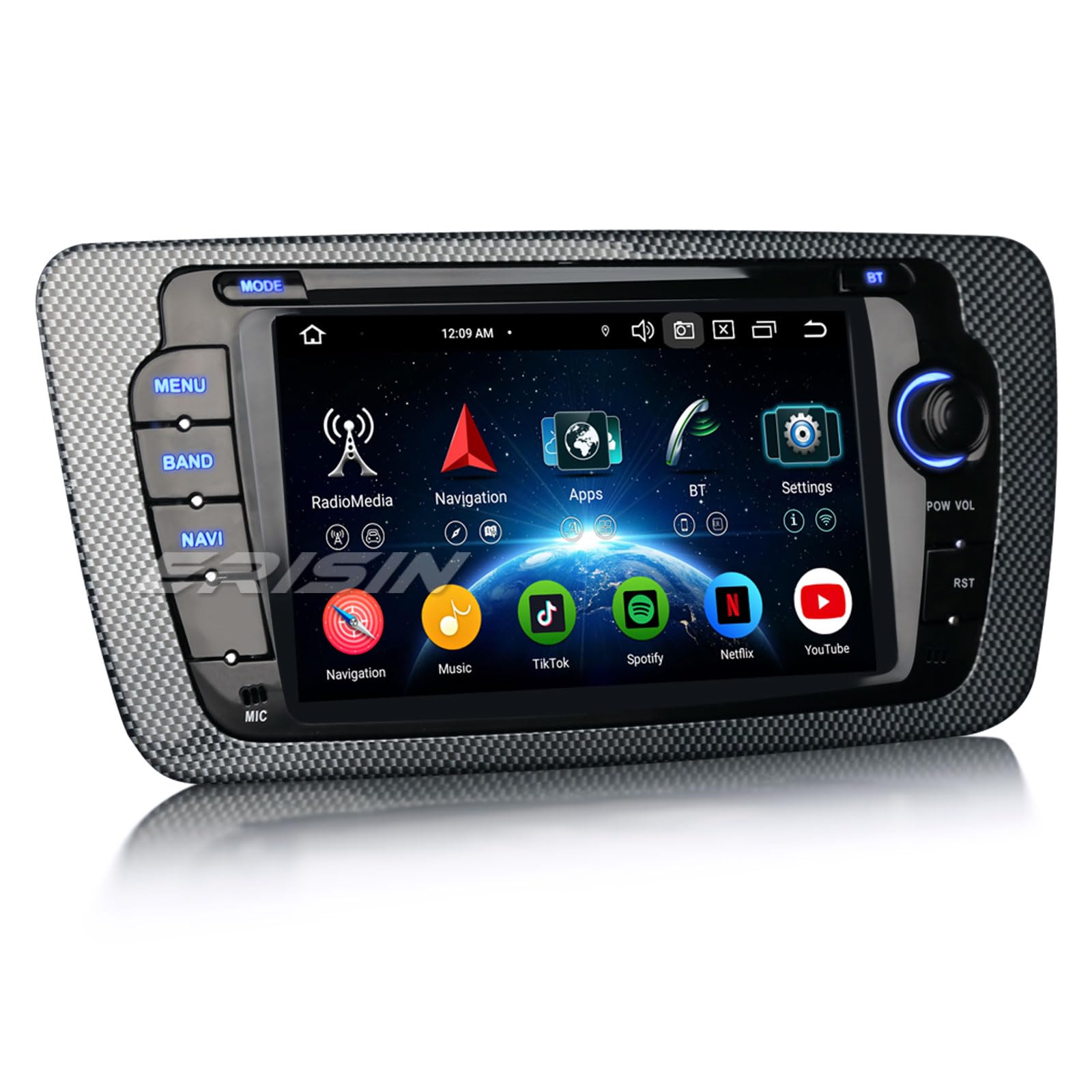 Erisin 8-Core 4GB RAM 64GB ROM Android 14 Car Stereo GPS Navigation for Seat Ibiza 2009-2013 | 7 Inch IPS Touch Screen | Wireless CarPlay & Android Auto | DSP DAB+ Bluetooth 5.0 OBD2 WiFi | Perfect for Road Trips & Daily Commutes