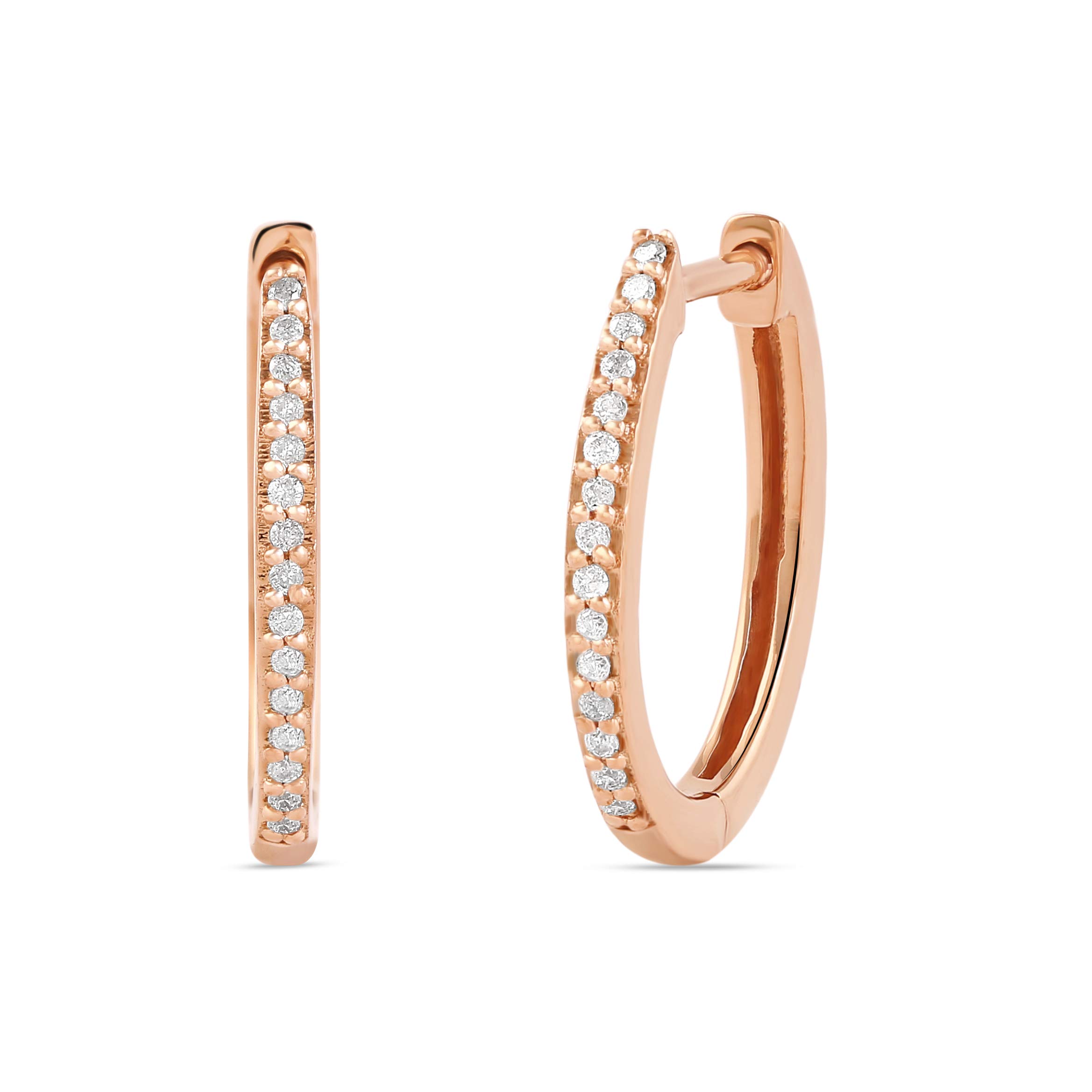 1/10 CT.TDW Sterling Silver Rhodium-Plated Diamond Hoop Earrings for Women & Girls - Perfect Anniversary, Birthday & Valentine's Day Gifts - Elegant Everyday & Special Occasion Jewelry