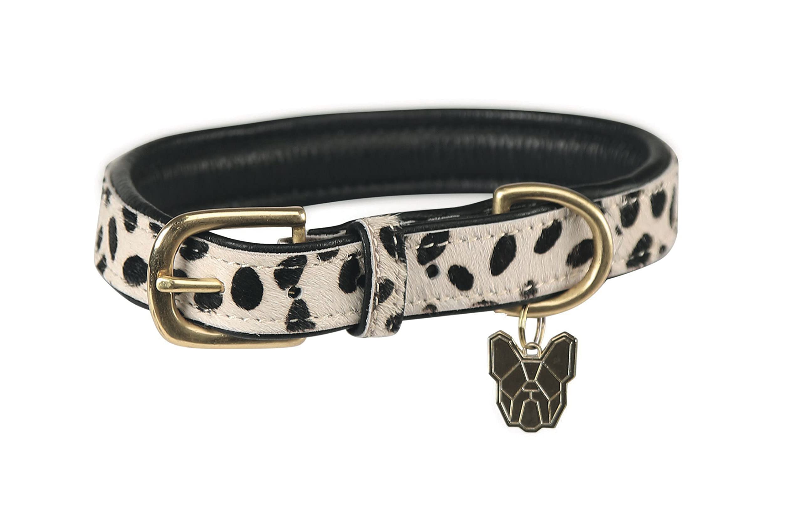 Digby & Fox Printed Cow Hair Dog Collar - Small Spot Pattern, Adjustable Pet Collar for Small Dogs, Durable & Stylish - Perfect for Daily Walks, Training & Outdoor Adventures