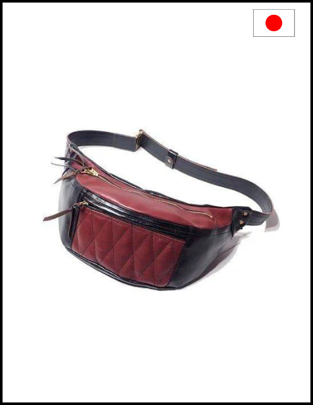 Y'2 Genuine Leather Horse Hide Waist Bag BG 09 Cherry Black - Stylish Crossbody Fanny Pack for Outdoor Travel & Festival Essentials