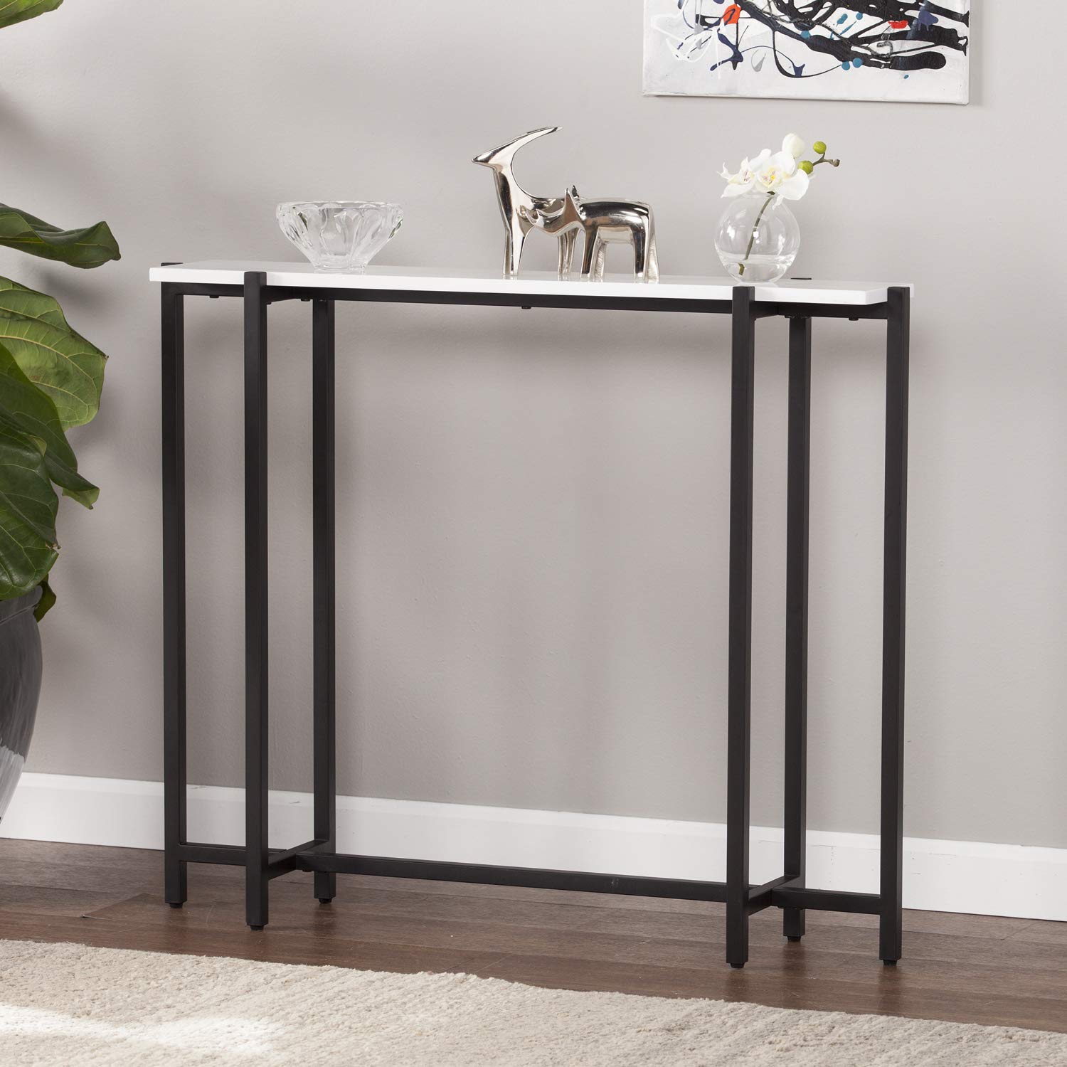 SEI Furniture Helena Contemporary Narrow Console Table - Black | Modern Entryway Sofa Table for Hallway, Living Room & Foyer Decor