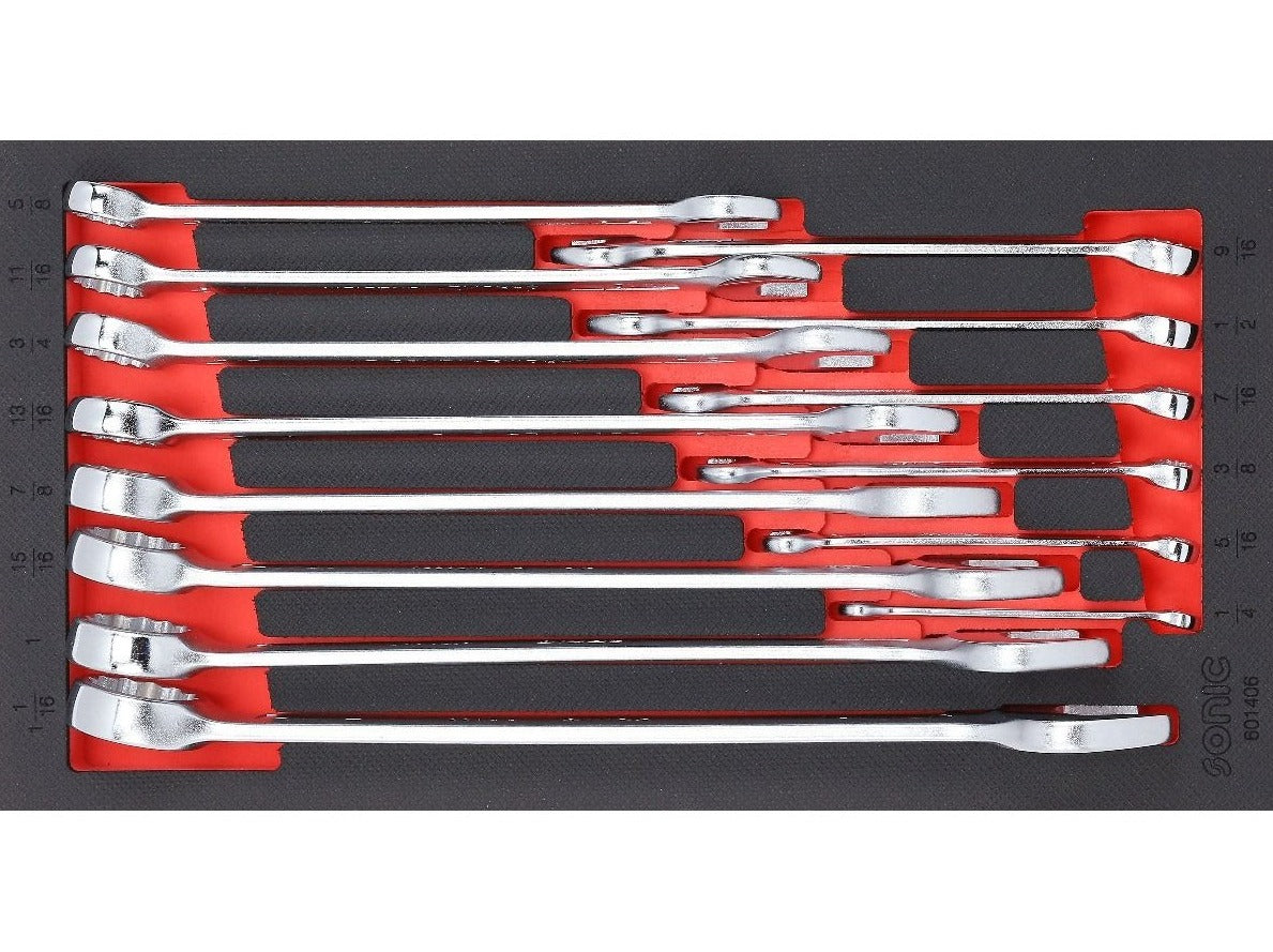 14-Piece SAE Sonic Foam System Combo Wrench Set (1/3 Small Size) - Perfect for Automotive Repair, DIY Projects & Professional Mechanics