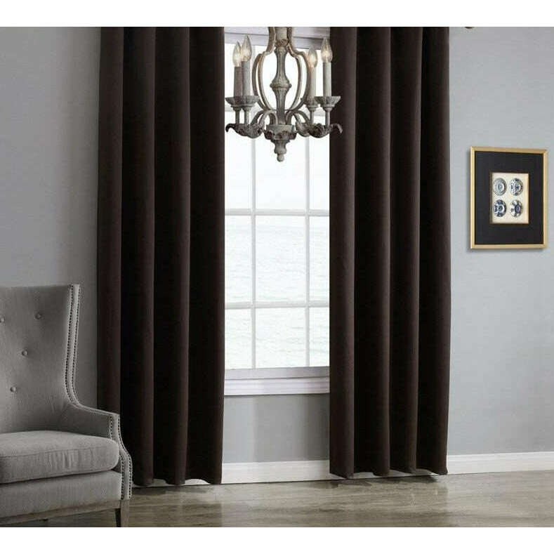Jason Modern Plain Blackout Curtains for Bedroom - Thermal Insulated Window Drapes, Noise Reducing Room Darkening Curtain Panels for Living Room & Nursery (Coffee Brown)