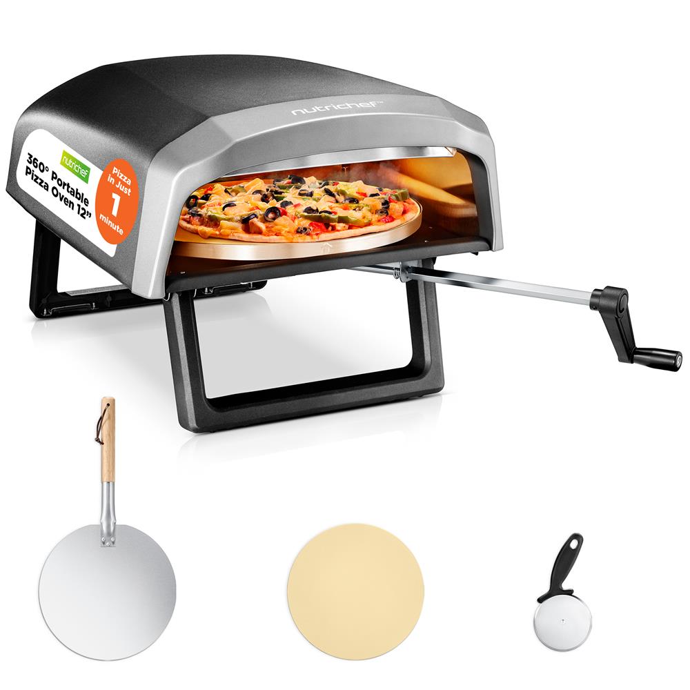 Portable Outdoor Pizza Oven - Wood Fired & Gas Compatible for Backyard, Camping & Patio - Stainless Steel Pizza Maker with Thermometer for Perfect Homemade Pizzas