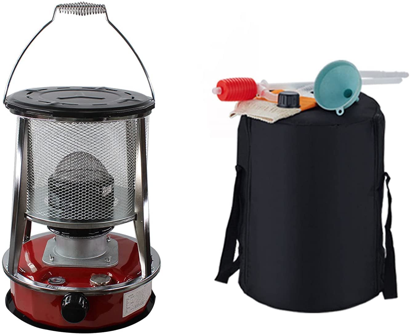 Portable Stainless Steel Kerosene Oil Heater - 4.6L Large Capacity Indoor/Outdoor Space Heater for Camping, Garage, Workshop & Emergency Heating (Red) - Efficient & Durable Warmth Solution