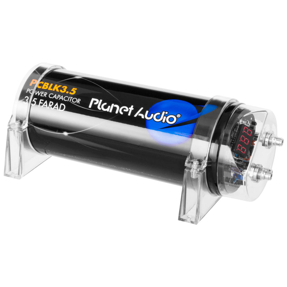 Planet Audio PCBLK3.5 Digital 3.5 Farad Car Audio Capacitor - Power Stabilizer for Amplifiers & Subwoofers - Reduce Headlight Dimming & Improve Bass Response in Vehicles
