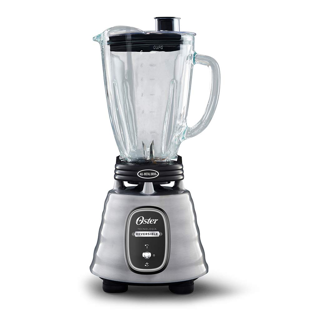 Oster BLSTBESTE013 Classic Blender with Reversible Chrome Glass Jar - Perfect for Smoothies, Soups & Cocktails at Home