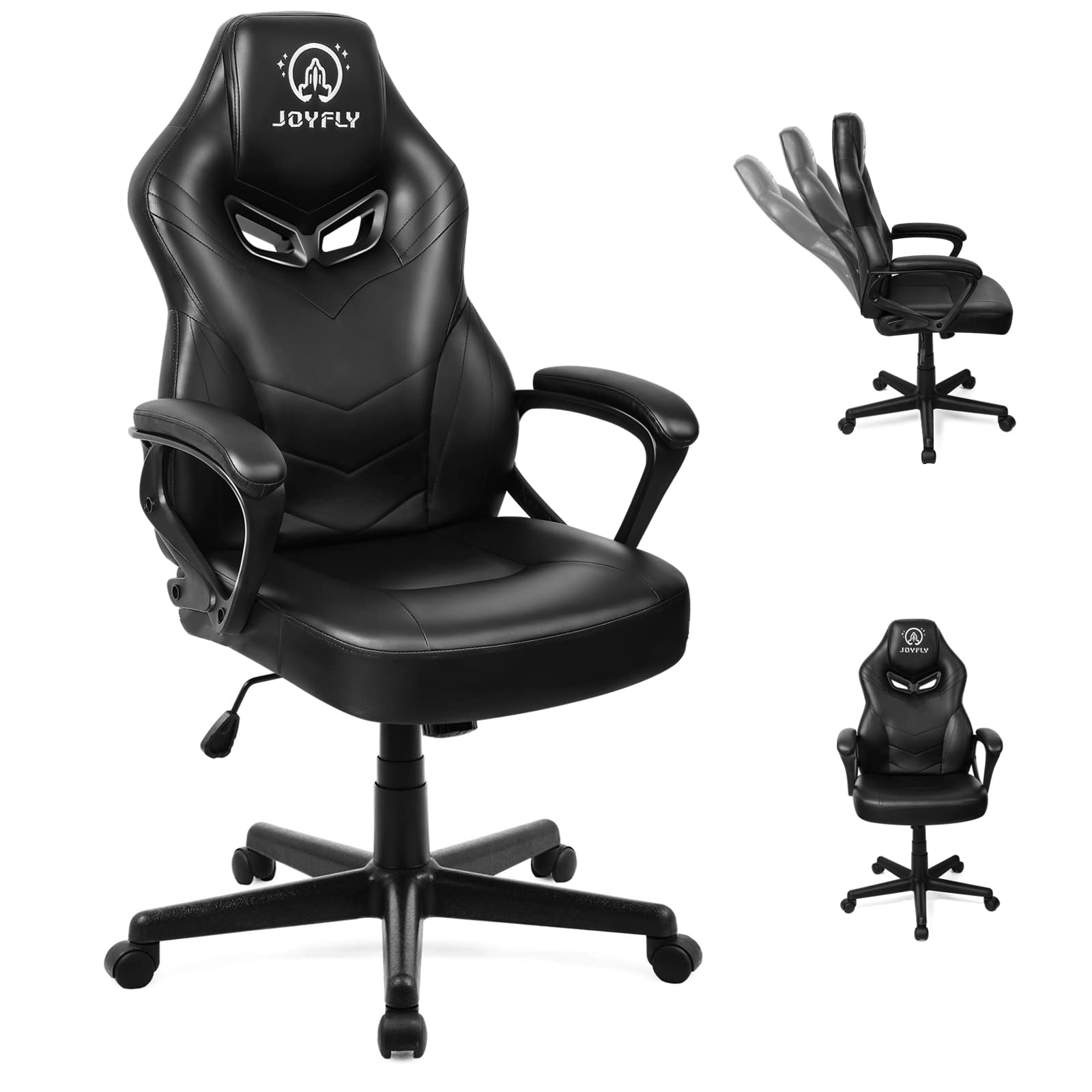 JOYFLY Ergonomic Gaming Chair for Adults - Adjustable PC Office Chair with Lumbar Support - High Back Computer Desk Chair for Gamers & Professionals (Black) - Perfect for Long Gaming Sessions, Home Office & Workspace Setup