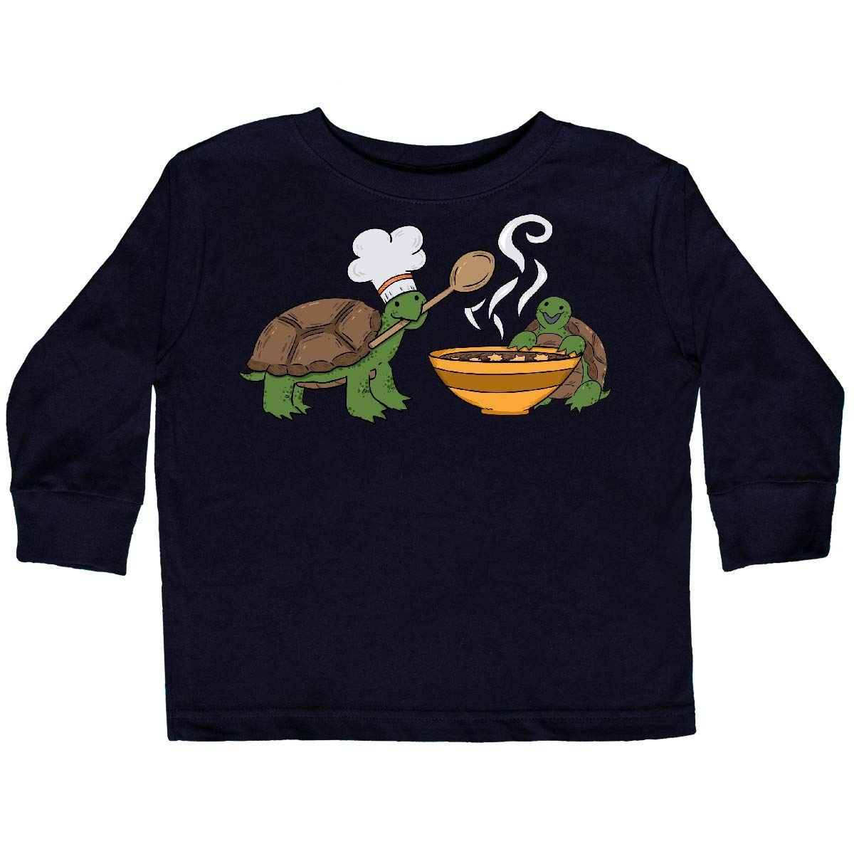 **Inktastic Cute Turtle Chefs Making Soup Toddler Long Sleeve T-Shirt – Adorable Kids' Graphic Tee for Cooking Enthusiasts & Playtime Fun**