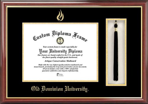 Old Dominion University Graduation Tassel Box and Diploma Frame - Premium Display Case for Diplomas, Certificates, and Academic Achievements - Perfect for Graduation Gifts, Office Decor, and Home Display