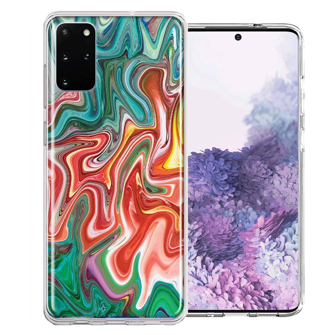 Samsung Galaxy S20 Case - Green & Pink Abstract Design Double Layer Protective Cover | Shockproof & Scratch Resistant for Everyday Use & Outdoor Activities