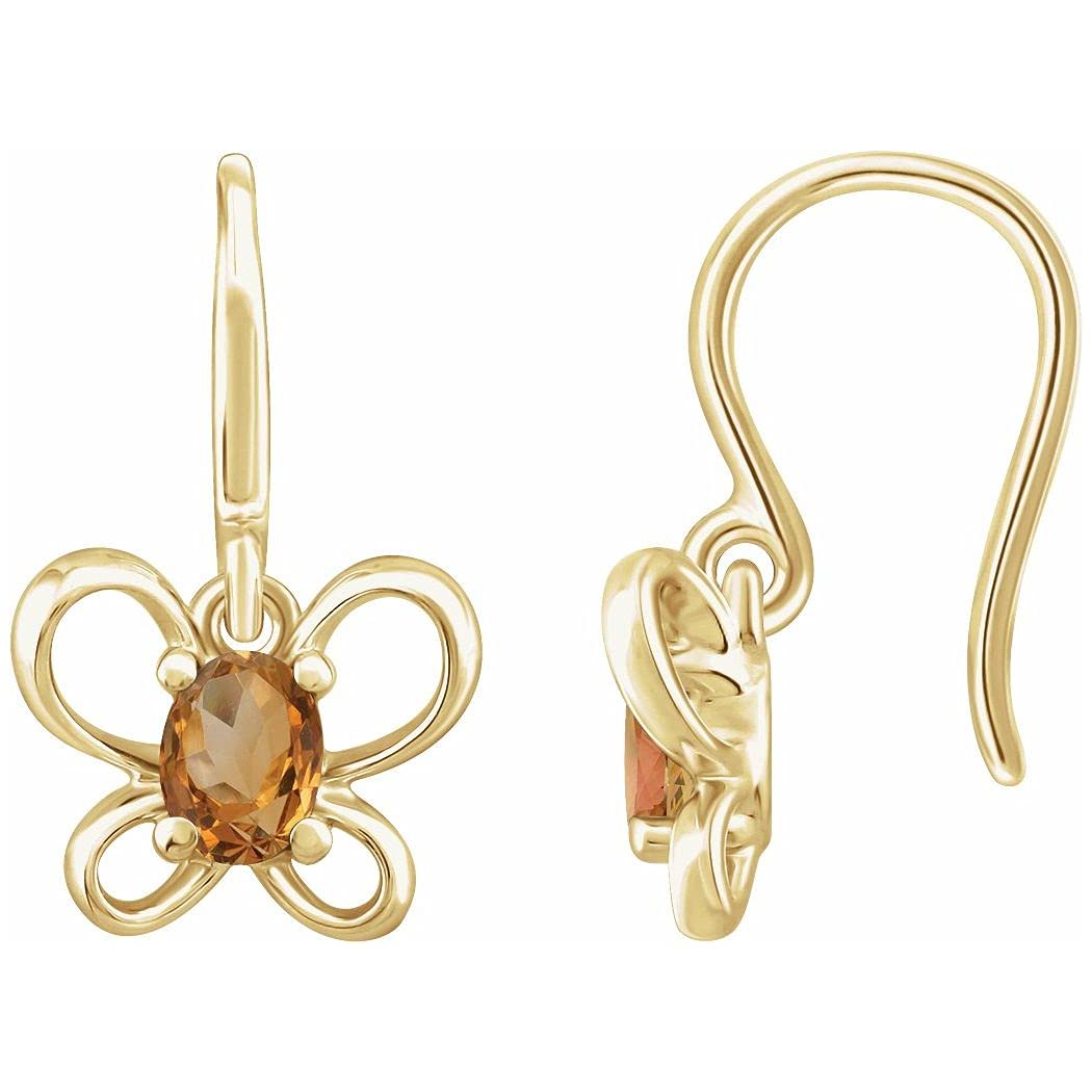 14K Yellow Gold November Birthstone Butterfly Angel Wings Stud Earrings for Women - Elegant Jewelry Gift for Teens, Girls, Birthday & Anniversary    Perfect for everyday wear, special occasions, gifting, or as a meaningful keepsake to celebrate youth and angelic beauty.
