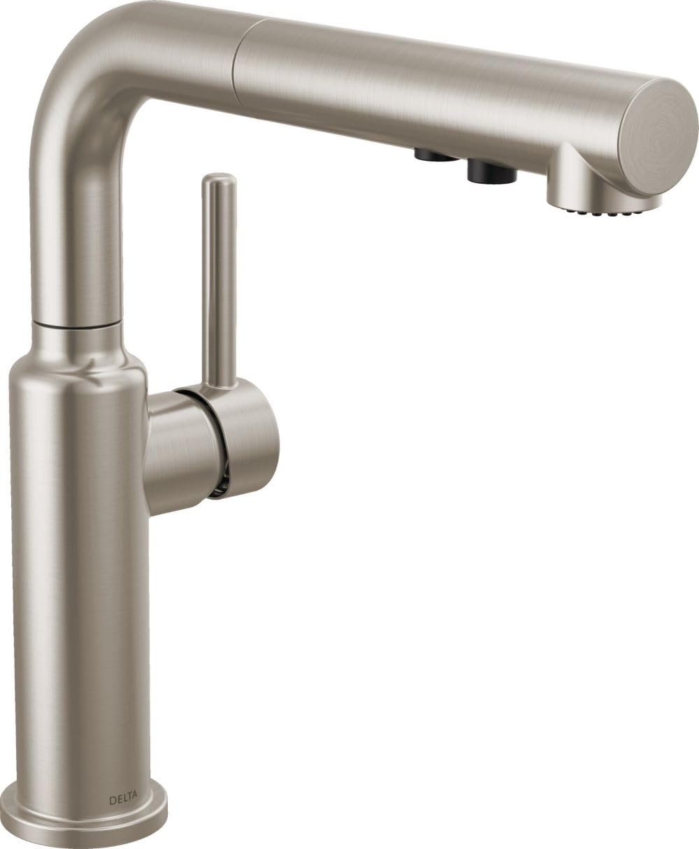 Delta Daneri Pull-Out Kitchen Faucet with Magnetic Docking - Brushed Nickel Finish, Stainless Steel Sprayer (Model 16879-SS-DST) - Perfect for Modern Kitchens, Food Prep, and Easy Sink Cleaning