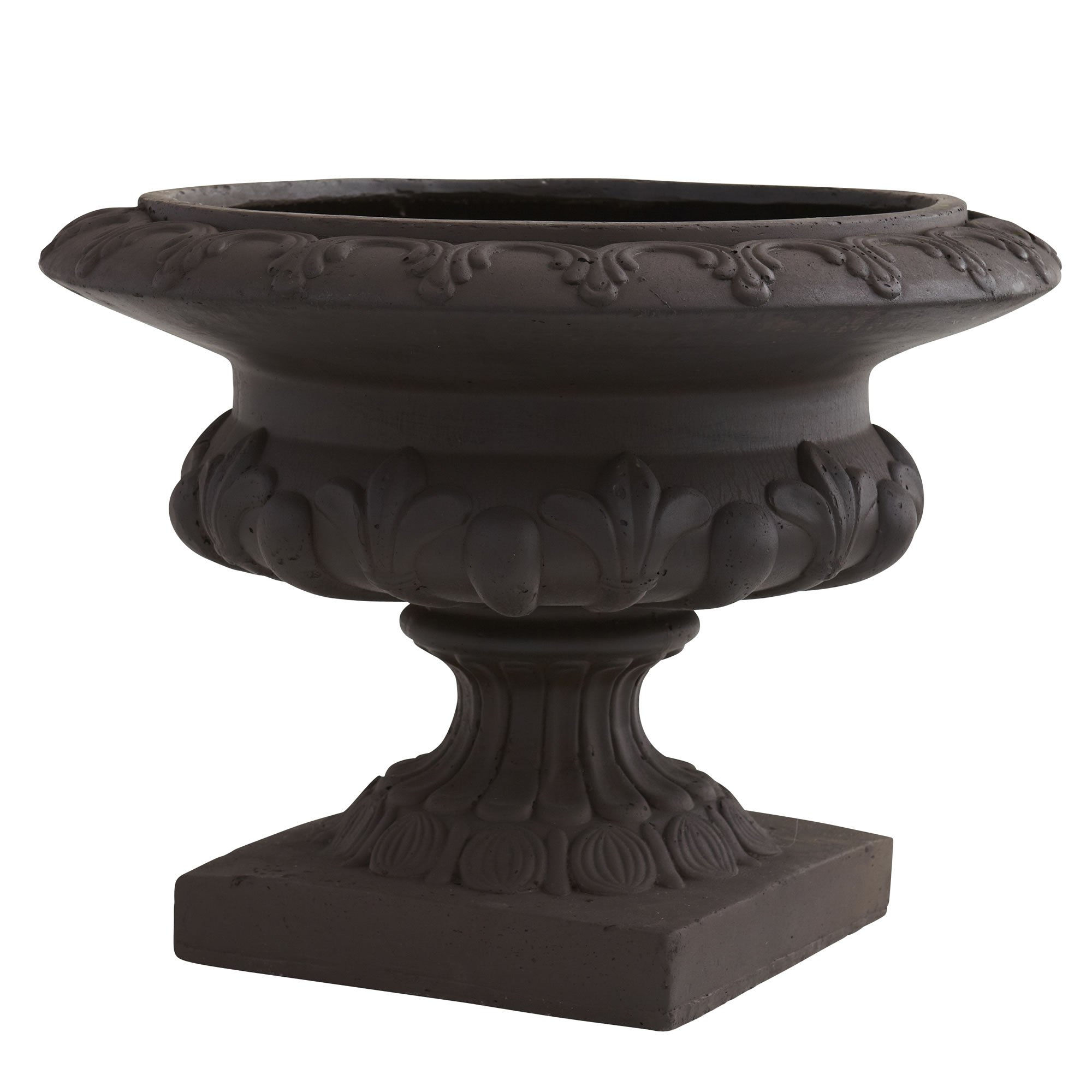 Nearly Natural 12.5 Inch Decorative Iron Finish Urn Planter - Indoor Outdoor Flower Pot Container in Gray for Patio, Garden, or Home Décor