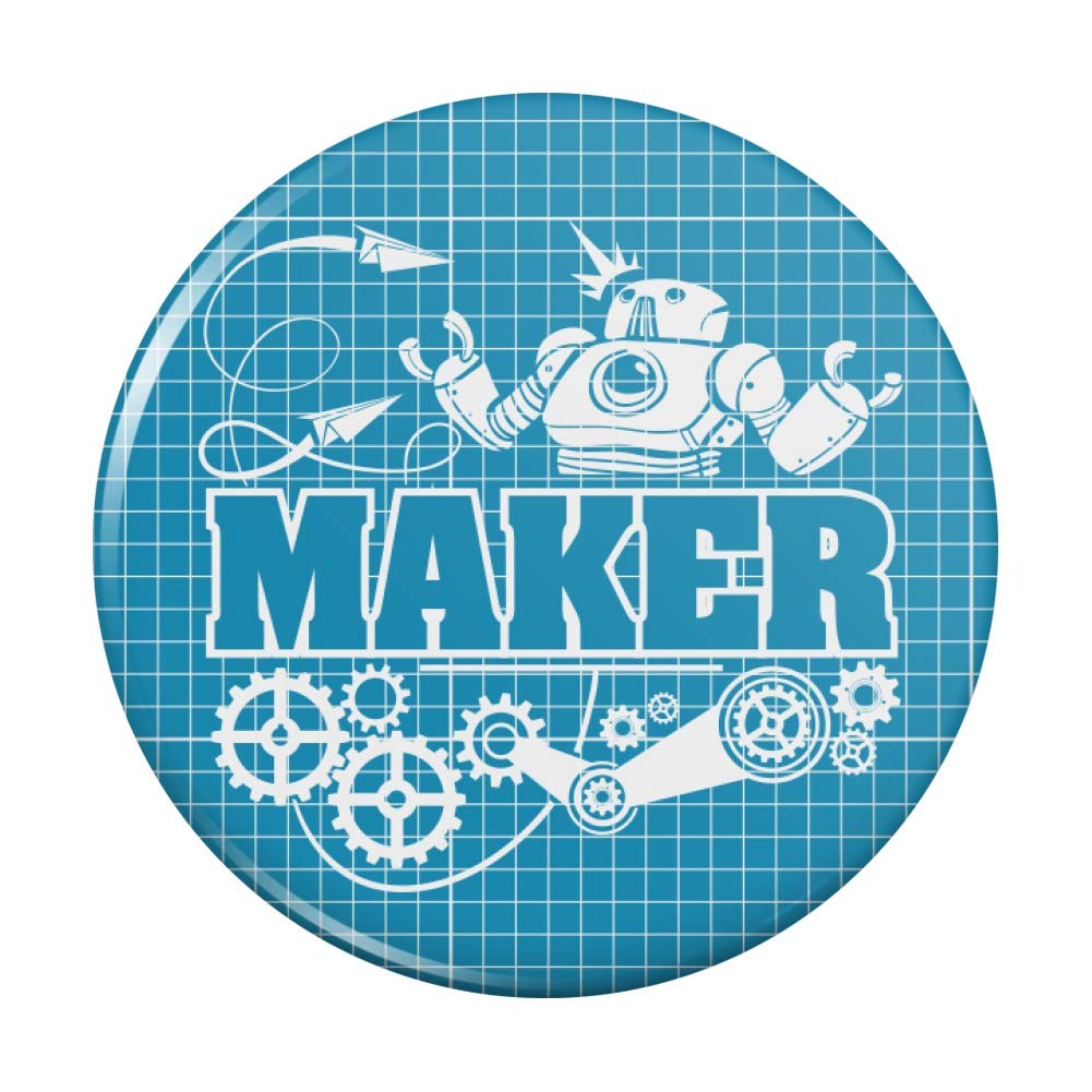 Robot & Gears Blueprint Design Refrigerator Magnet - Creative Kitchen Decor for Fridge, Office & DIY Projects - Perfect for STEM Enthusiasts & Maker Spaces