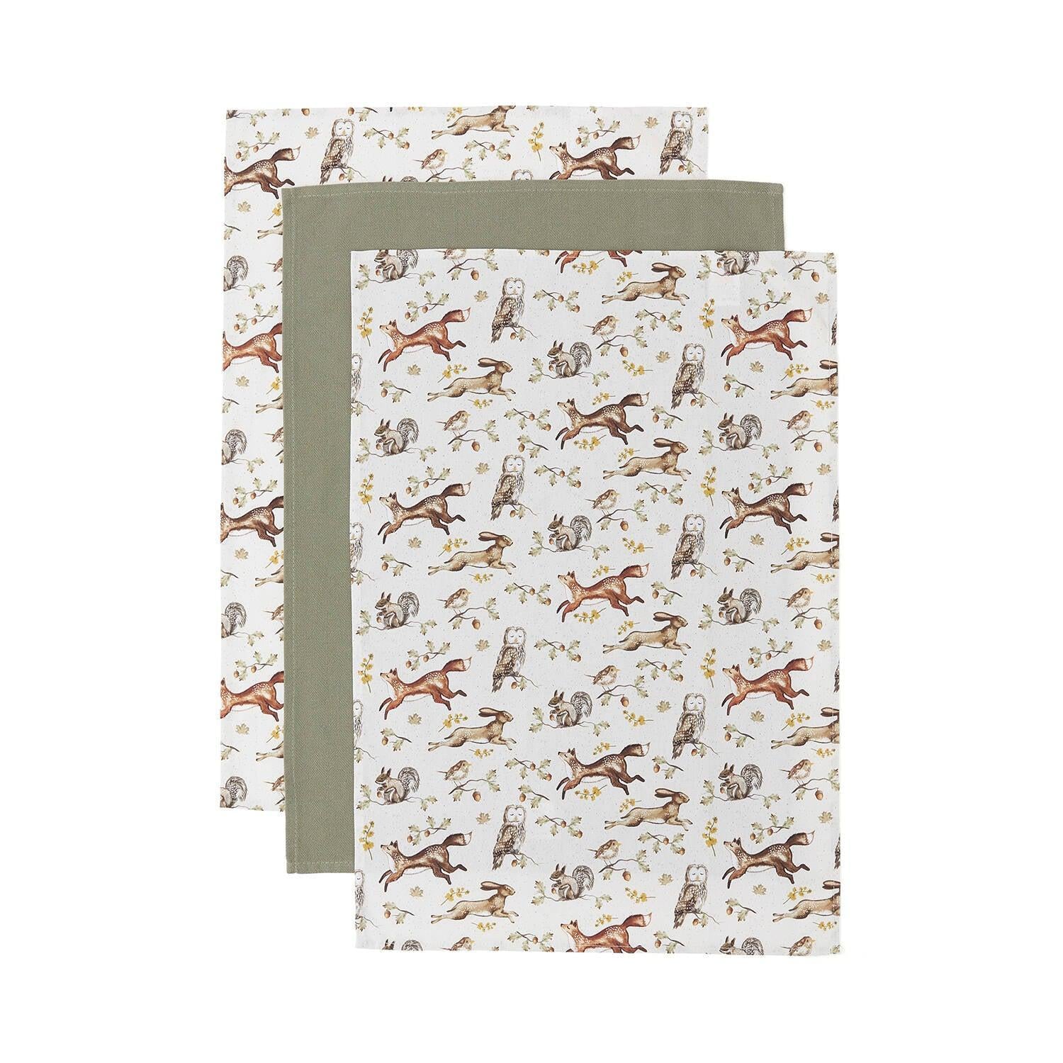 Forest Fable 3-Pack Premium Cotton Tea Towels - Soft & Absorbent Kitchen Towels for Drying Dishes, Decor, and Gift Giving